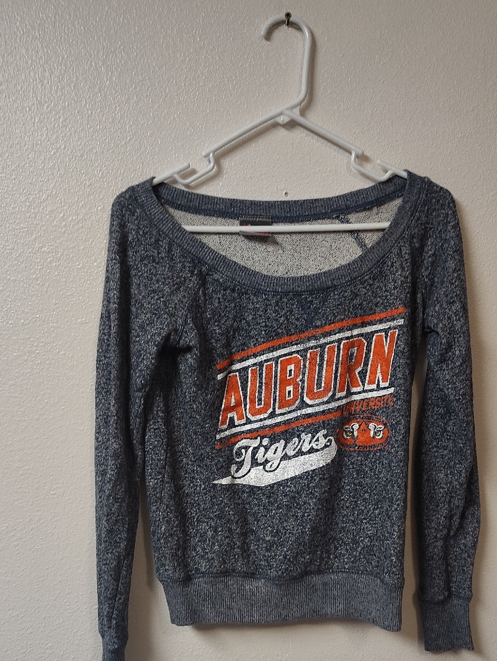 Knights Apparel Auburn Tigers Sweatshirt Womens Small Blue Marl Off Shoulder S